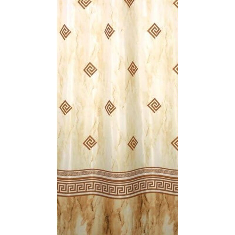 Textil Duschvorhang Kolonial Beige Braun 240x200 cm, inkl. Duschvorhangringe inkl. Beschwerung