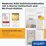thumbnail of Exquisit Kühl-Gefrierkombination, 193 Liter, Standgerät, No-Frost, LED, leise 41 dB, 4-Sterne-Gefrieren, Umluft, kompakt, KGC195-65-NF-330E silber