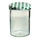 thumbnail of 6er Set Sturzglas 435 ml Marmeladenglas Einmachglas Einweckglas To 82 grün karierter Deckel incl. Diamant-Zucker Gelierzauber Rezeptheft