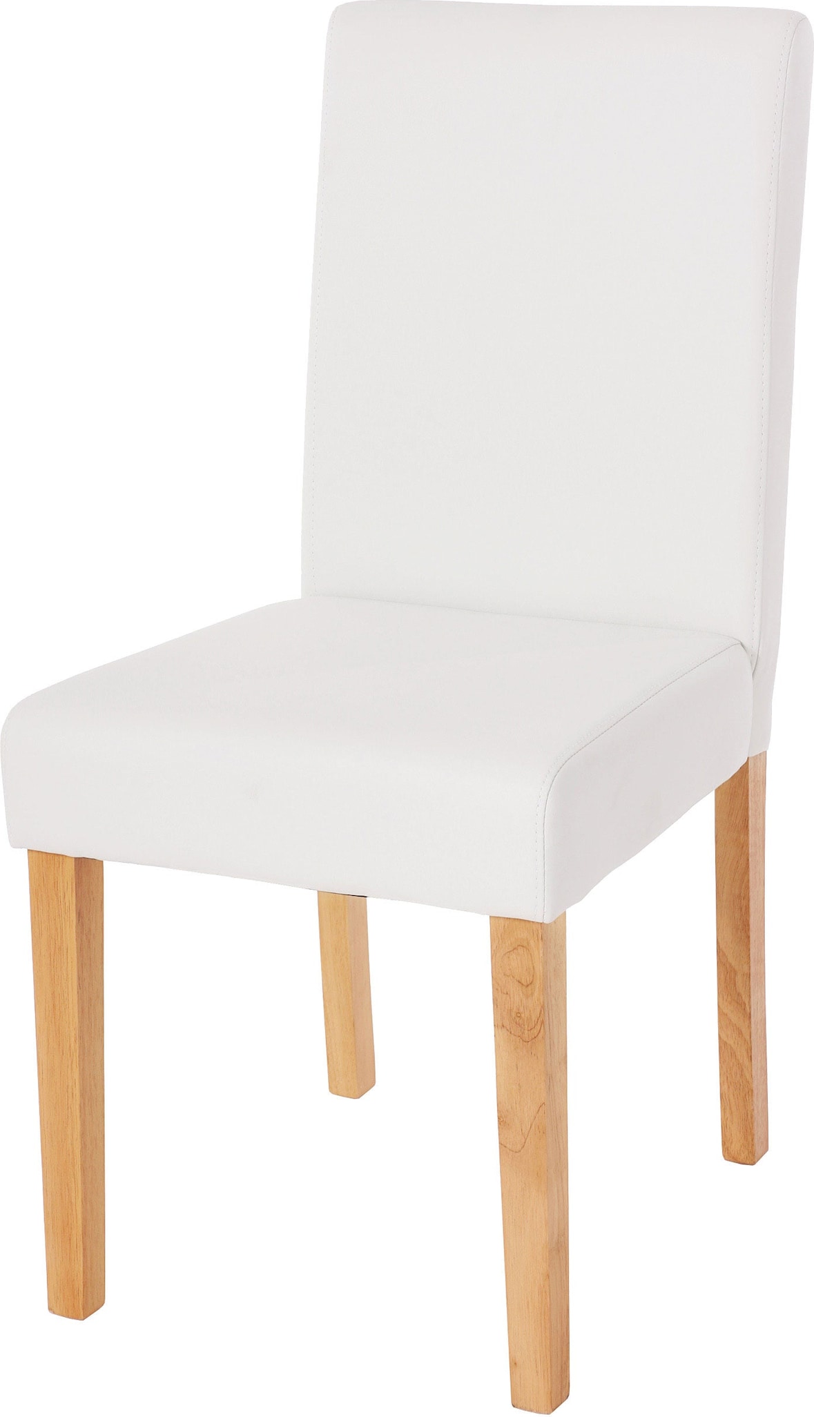 Décoshop26 - Esszimmer-/Küchenstuhl aus mattweißem Kunststoff mit hellen Holzbeinen 04_0002337