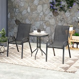 thumbnail of Outsunny conjunto de mesa y sillas de terraza exterior de 3 piezas muebles de jardín exterior con sillas apilables encimera de vidrio negro