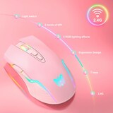 thumbnail of Souris Sans Fil Ergonomique Avec Éclairage RGB Et Longue Autonomie Rose YONIS