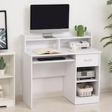 thumbnail of Scrivania Compatta Computer in Legno Bianco Ripiano Tastiera