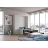 thumbnail of Cama queen-size dobrável Kentaro de 120 cm com sofá e coluna em branco, cinza e azul claro