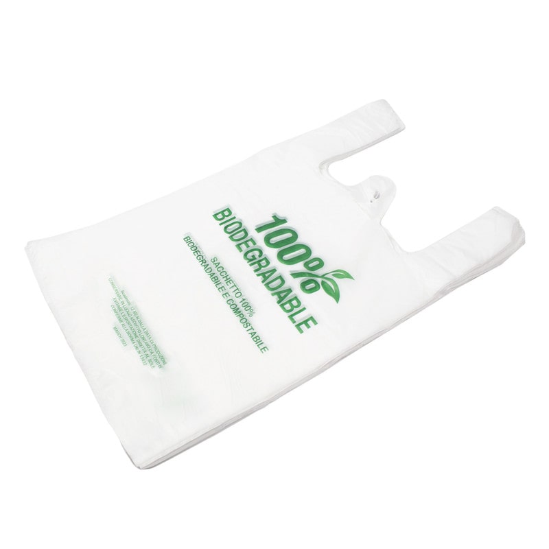 DayBays 100 Stk. Bio Hemdchentragetaschen 30+17x60 cm 100% Biodegradable Bag weiß geblockt
