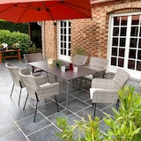 thumbnail of Set di tavolo e 6 sedie da giardino con braccioli in resina