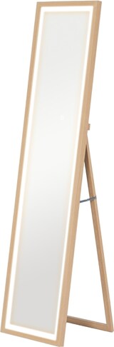 thumbnail of Standspiegel Ganzkörperspiegel 160x40x5 cm mit LED-Beleuchtung Touch Steuerung Eiche Optik Rahmen aus MDF bruchsicheres HD Glas frei stehend