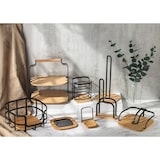 thumbnail of WellHome - Servethouder van metaal en bamboe in zwart 12,5x6x15 cm - A-mesa