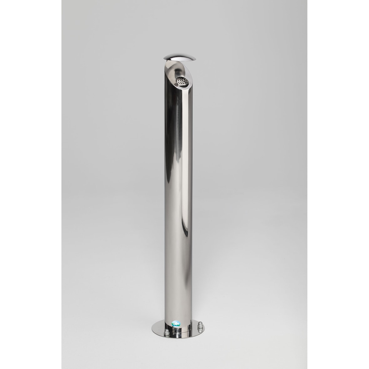 PROREGAL Aschersäule mit Schutzdach und Abstreifblech | HxBxT 103x20x20cm | Edelstahl poliert | Ascher Aschenbecher