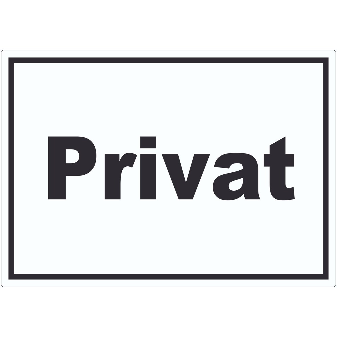 Privat Schild schwarz-weiß A6 Rückseite selbstklebend