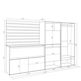 thumbnail of Sideboard, Schrank, Buffet, Ablage, 227x35x145cm, Schlafzimmer, Elektrokamin XXL, Schuhschrank, Offener Schrank, Modern Style, Weiß _ 449_36