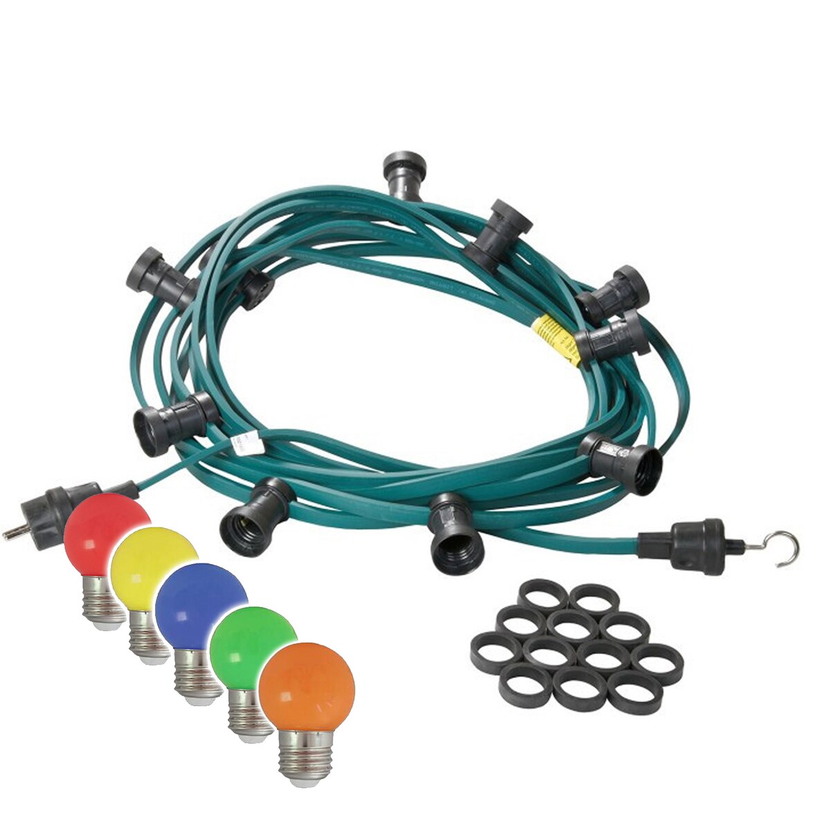 Illu- Party Lichterkette Außenlichterkette 40m grün 40 bunte LED Kugellampen