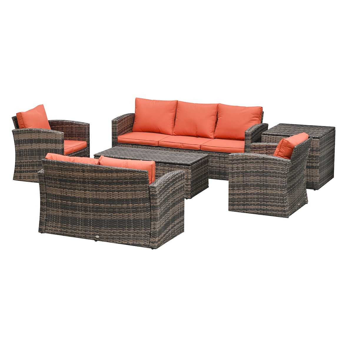 Outsunny Mobili da Giardino 6 Pezzi in Rattan Divani Poltrone Tavoli