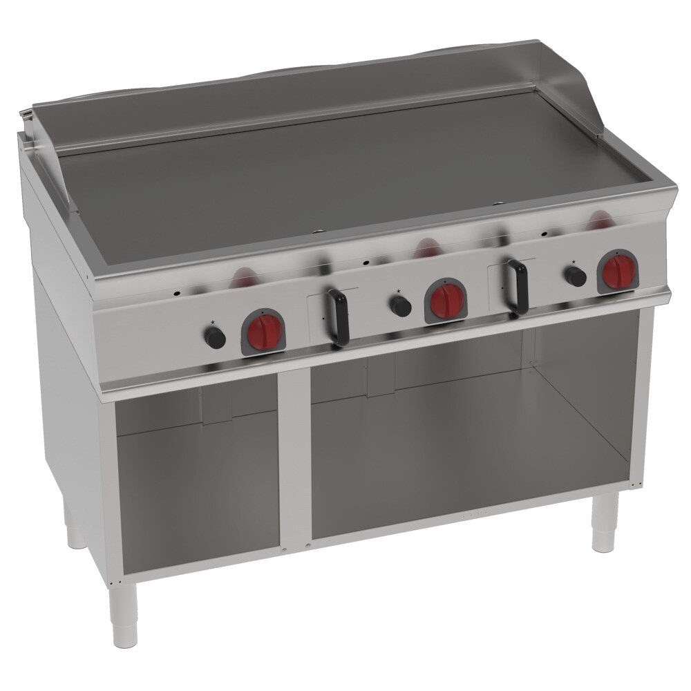 EURAST - Platte-frytop fe 15 mm gas glatt auf offenem untergestell - 1200x700x900 mm - 21,6 Kw - 36951317