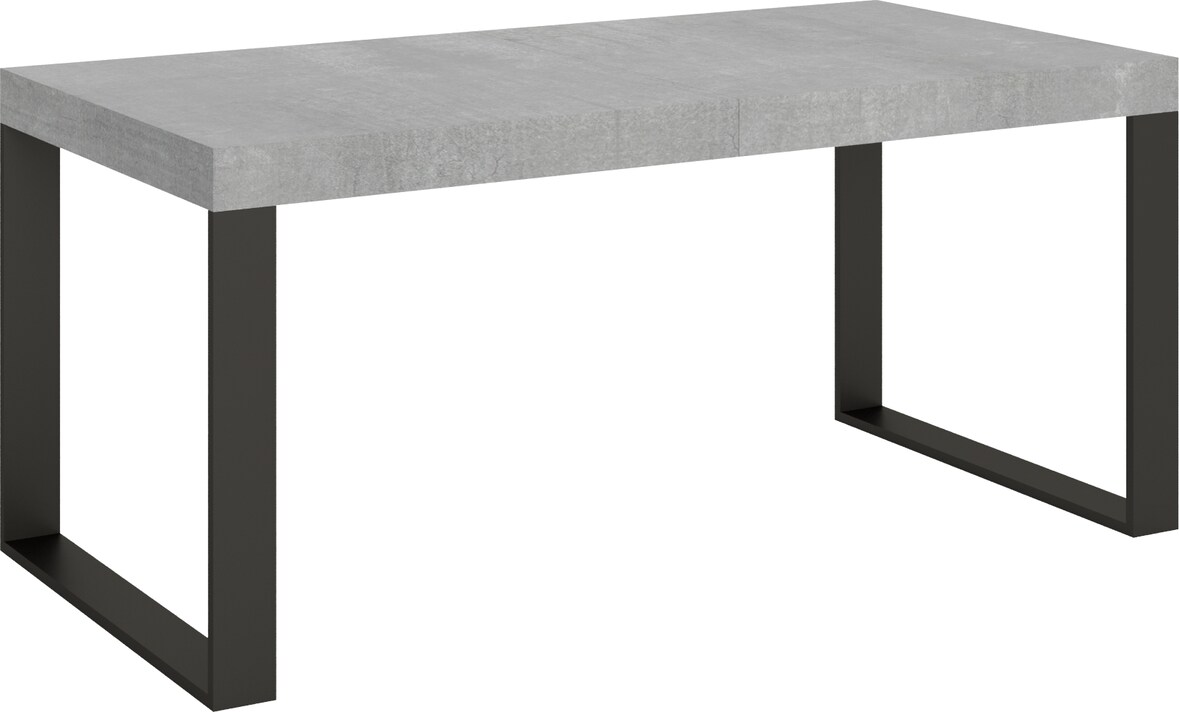 Ausziehbarer Tisch 200/460x90 cm Tecno-Beton mit anthrazitfarbenen Beinen