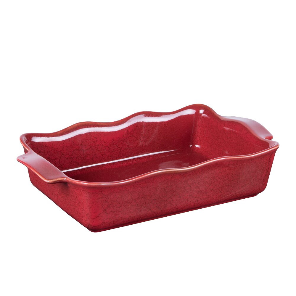 Rechteckige Auflaufform Ely 36x21x8 cm rot - Rectangle Porcelaine Table Passion 36x21 cm