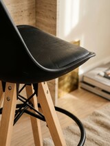 thumbnail of 2er Set Barhocker LIMA Schwarz Retro Design Kunstleder Holz mit Lehne, Design Barstuhl Retro Skandinavisch 2 Stück, Tresenhocker Sitzhöhe 77