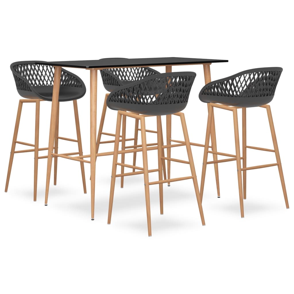 vidaXL 5-delige barset zwart en grijs