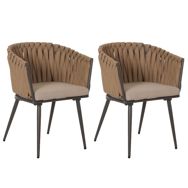 Sedia da giardino bianca in alluminio con cuscino grigio - Kham