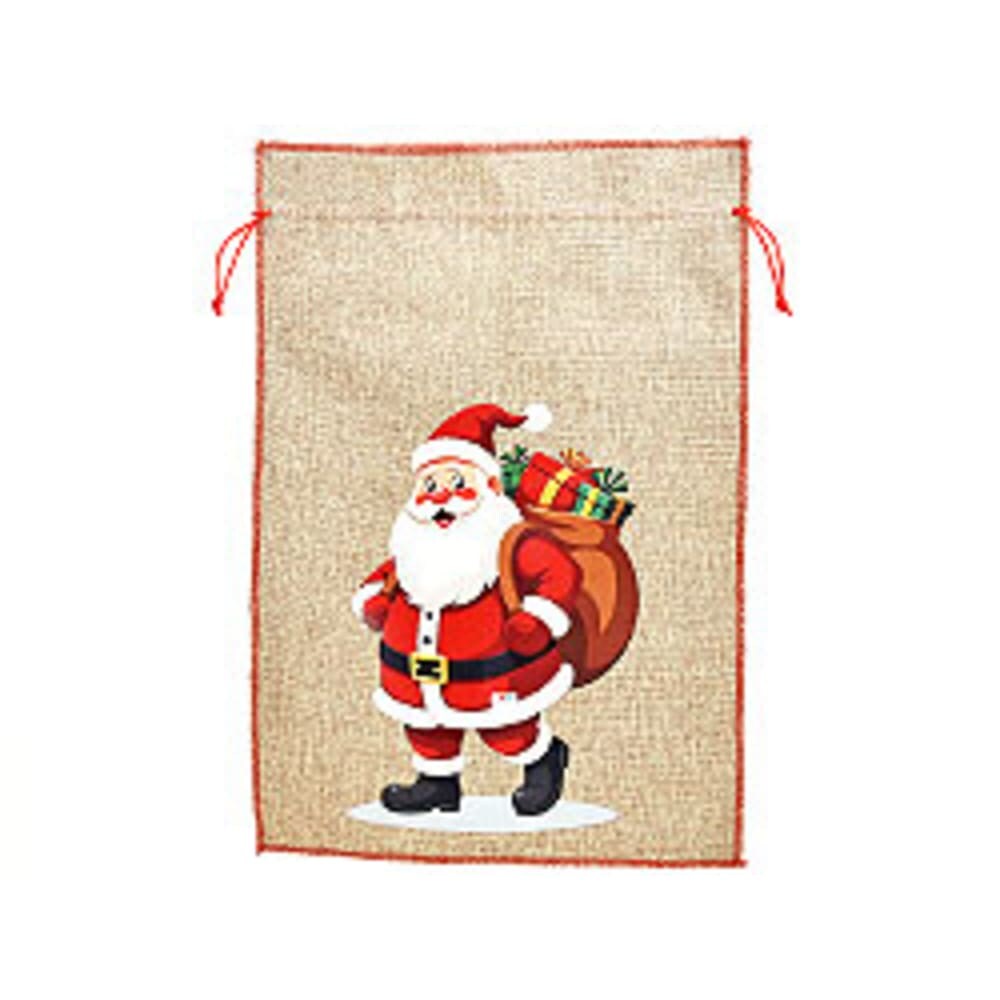 Nikolaussack Weihnachtssack Geschenkesack mit Weihnachtsmann Motiv, 350x500mm, Rot, 1 Stück
