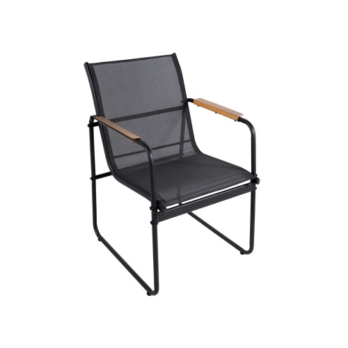 Lounge Sessel Gartenstuhl Gartenmöbel Stahl schwarz Metallrahmen