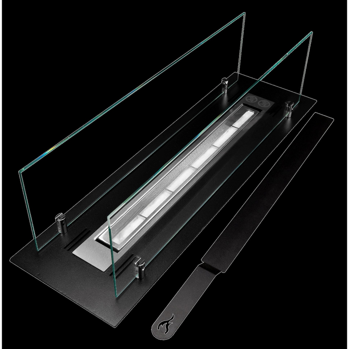 Queimador de lareira a bioetanol em aço com vidro de 65 cm