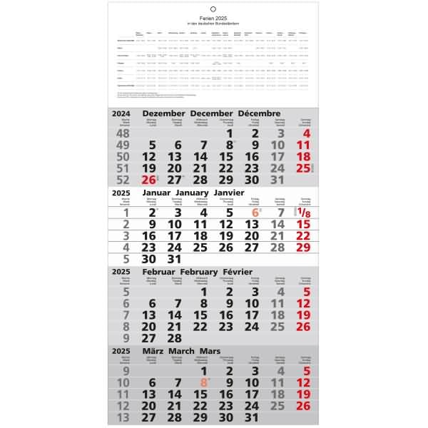 4-Monatskalender 30x60cm 2025