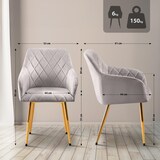 thumbnail of Décoshop26 - Esszimmerstuhl x1 in grauem Samt mit schicker und moderner rautenförmiger Ziernaht 10_0007831