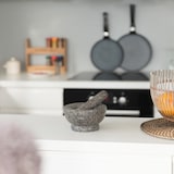 thumbnail of Relaxdays Granit Mörser mit Stößel 17 cm Durchmesser, robuster, langlebiger Steinmörser, echter Granit poliert, grau