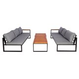 thumbnail of Garten-Garnitur HWC-L26, Gartenlounge Lounge-Set Sitzgruppe Sofa, Aluminium Akazie Holz MVG-zertifiziert ~ dunkelgrau
