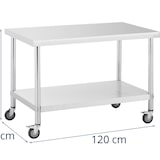 thumbnail of Royal Catering Mesa de acero inoxidable con ruedas - PREMIUM - 70 x 120 cm - 158 kg -