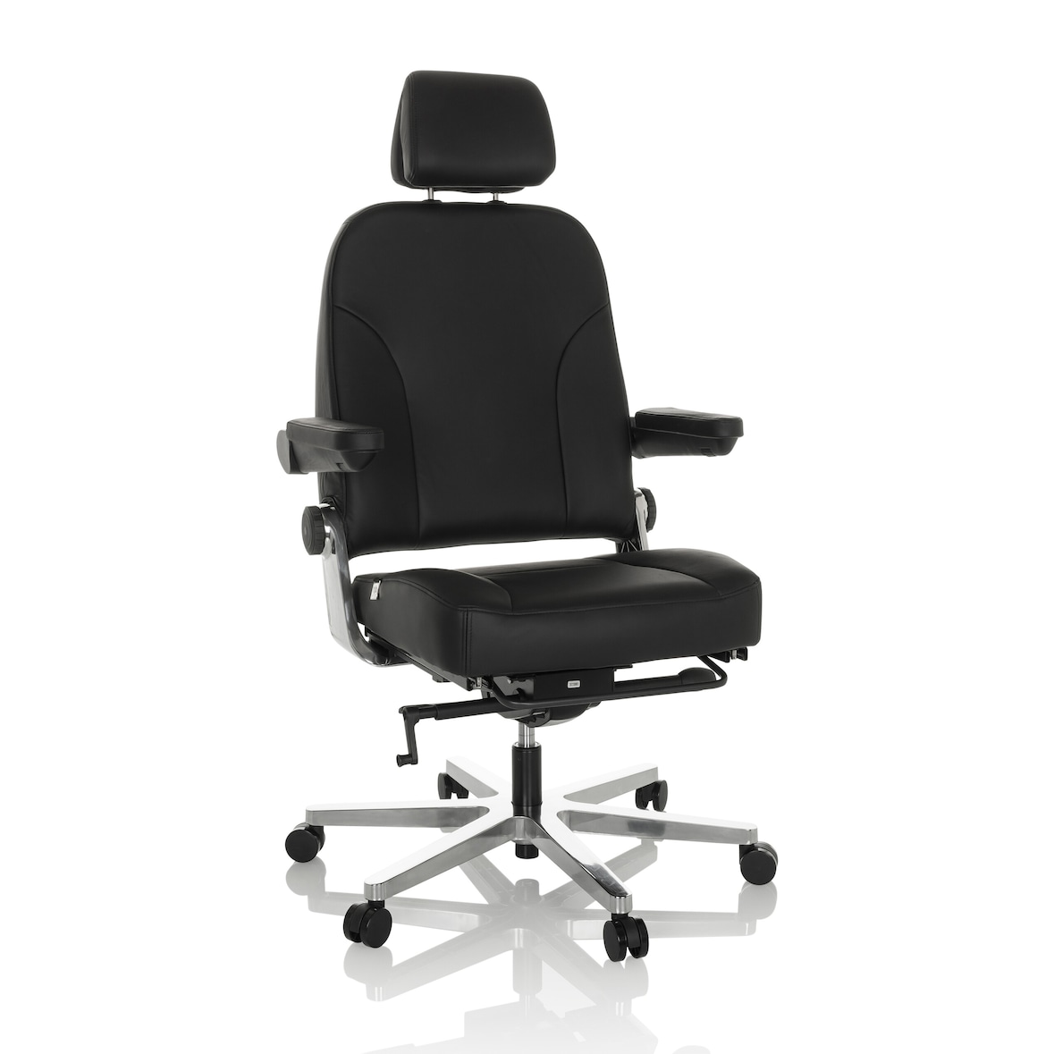 Silla de oficina / sillón ejecutivo 24 HOURS F cuero negro hjh OFFICE