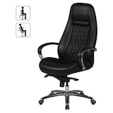 thumbnail of FineBuy Bürostuhl Echtleder Schwarz Schreibtischstuhl ergonomisch Chefsessel Drehstuhl