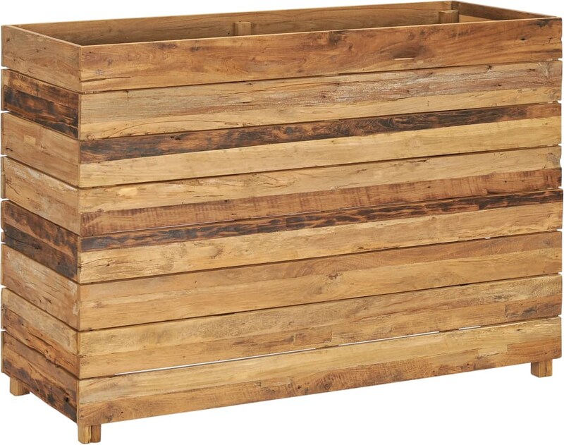 Ein rechteckiger Holzkasten mit Lamellen.