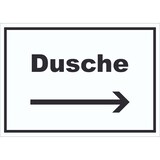 thumbnail of Dusche Schild mit Text und Richtungspfeil rechts waschen Hygiene waagerecht A5 (148x210mm)