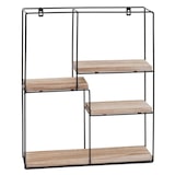 thumbnail of Estante de pared HWC-K76, estante colgante estante flotante, 4 estantes metal madera maciza industrial 51x40x11cm ~ natural