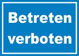 thumbnail of Betreten verboten Schild weiß-blau A3 Rückseite selbstklebend