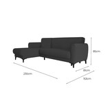 thumbnail of Dmora Schlafsofa Angel, Eckschlafsofa mit umkehrbarer Halbinsel, modernes Sofa mit Stauraum, Chaiselongue und 3 Kissen, 230x153h85 cm, Anthrazit