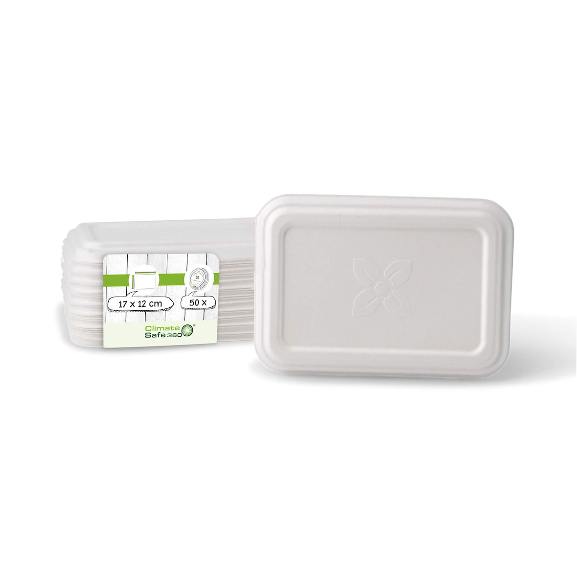 greenbox - Tampa de cana-de-açúcar 17 x 12 cm, retangular, 50 Un..