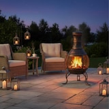 thumbnail of Relaxdays Aztekenofen, Schürhaken, Holzrost, Funkenschutzgitter, Garten, Terrasse, antiker Feuerofen, Höhe 89 cm, bronze