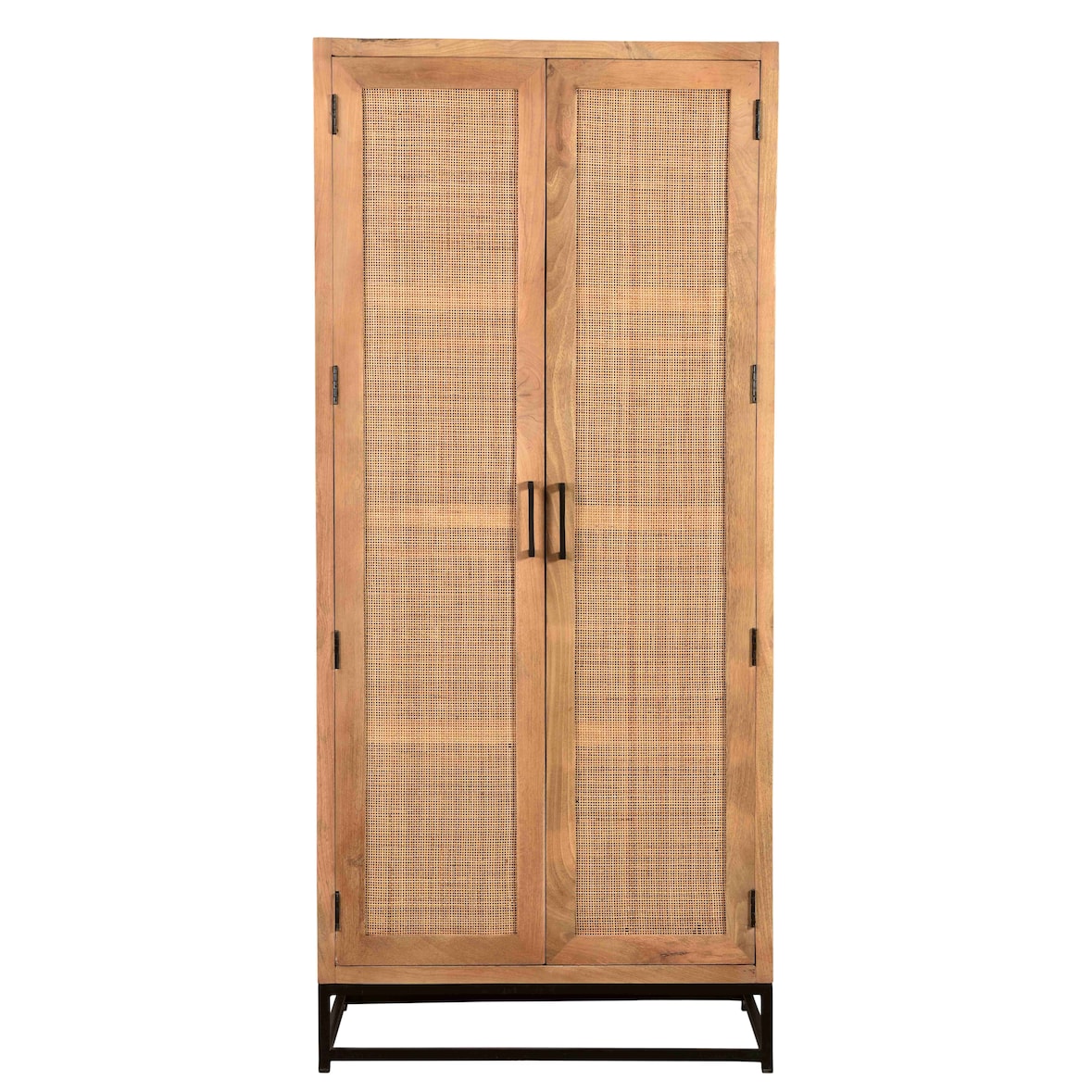 SIT Möbel Schrank | 2 Türen | Mango mit Rattan-Front | Serie CANE | B 80 x T 40 x H 180 cm | natur