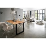 thumbnail of SalesFever Esstisch 140x80 cm | Baumkante 3,5 cm | massiv Akazie Natur mit U-Gestell Schwarz