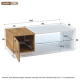 thumbnail of LED-Couchtisch mit Stauraum, Hochglanz-Oberfläche und Glas, App-gesteuerte 29 LED-Modi, 105x50x36 cm, modernes Design in Weiß + Holzfarbe