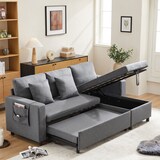 thumbnail of Schlafsofa L-Form 219x142x83 mit Schlaffunktion und Stauraum – Flexibles Sofa in Dunkelgrau mit Chaiselongue