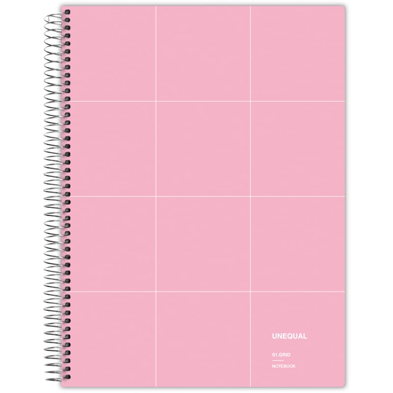 Cadernos de capa dura A4 grelha de 5 mm Unequal Grid rosa claro