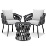 thumbnail of tectake Tuinset Lugano 3-delig Rope Design Aluminium Tafel Ø46cm 2 Stoelen Dikke Kussens Waterafstotend Buitenmeubel Set Antraciet