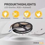 thumbnail of ENOVALITE LED-Streifen ELED700101 4 W/m 6500 K einstellbar in bunt und kaltweiß (RGBW)