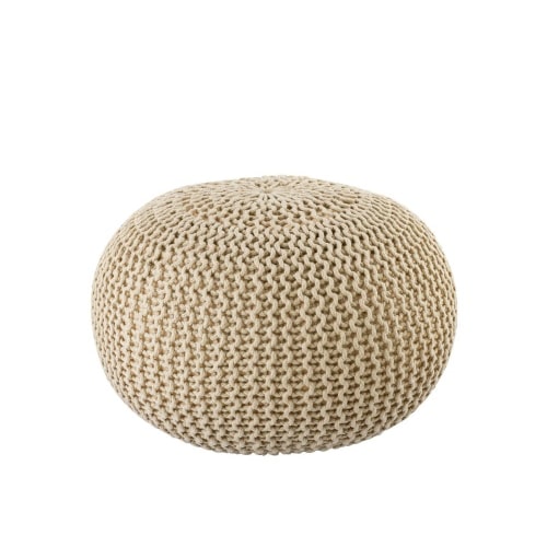 Pouf Outdoor ø 55 o. 45cm Bodenkissen Sitzpouf Hocker wetterfest pflegeleicht & nachhaltig : ø 45 cm creme - warm sand