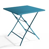 thumbnail of Table de terrasse pliante carrée en acier bleu pacific - Oviala