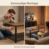 thumbnail of IvoQ Industriële Salontafel Rechthoekig - Vintage Houtlook & Staal - 2 Lagen - Met Gaasplank - Industriële Woonkamer Tafel - Stevig, Stijlvol & Makkel